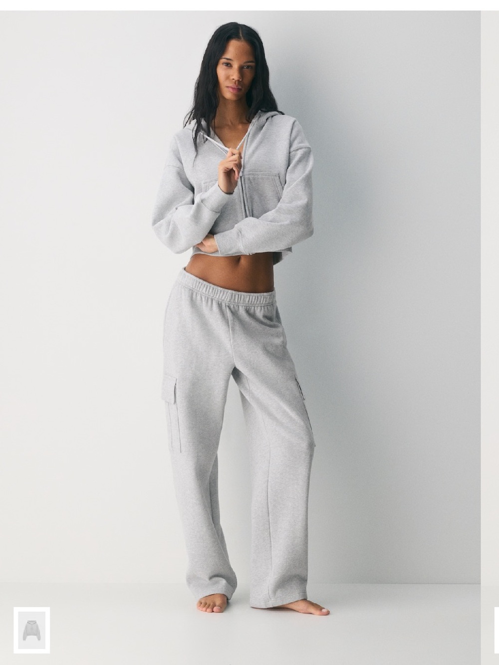 Aritzia Cozy Sweatfleece Mega Cargo Sweatpants Heather Chrome 2XS